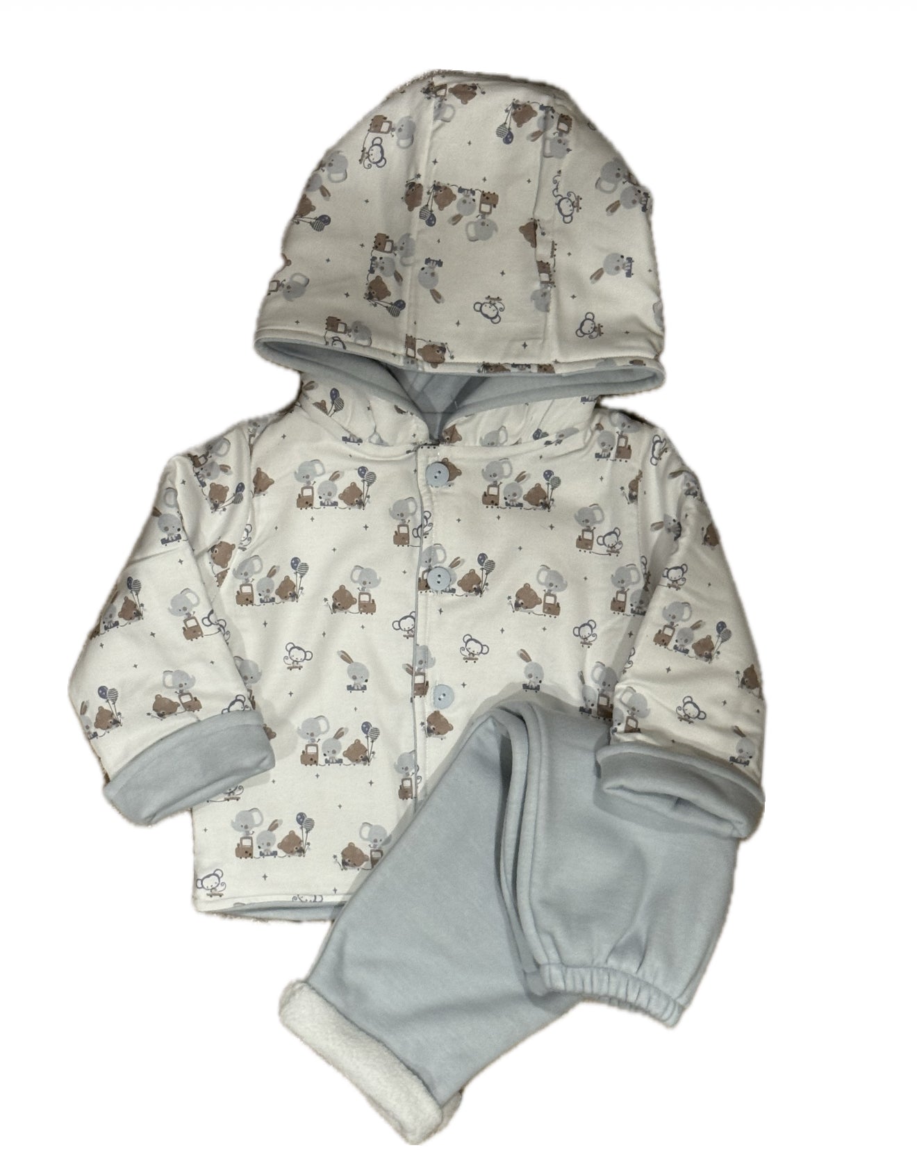 Conjunto de pants forrados de dos piezas con chamarra abierta al frente